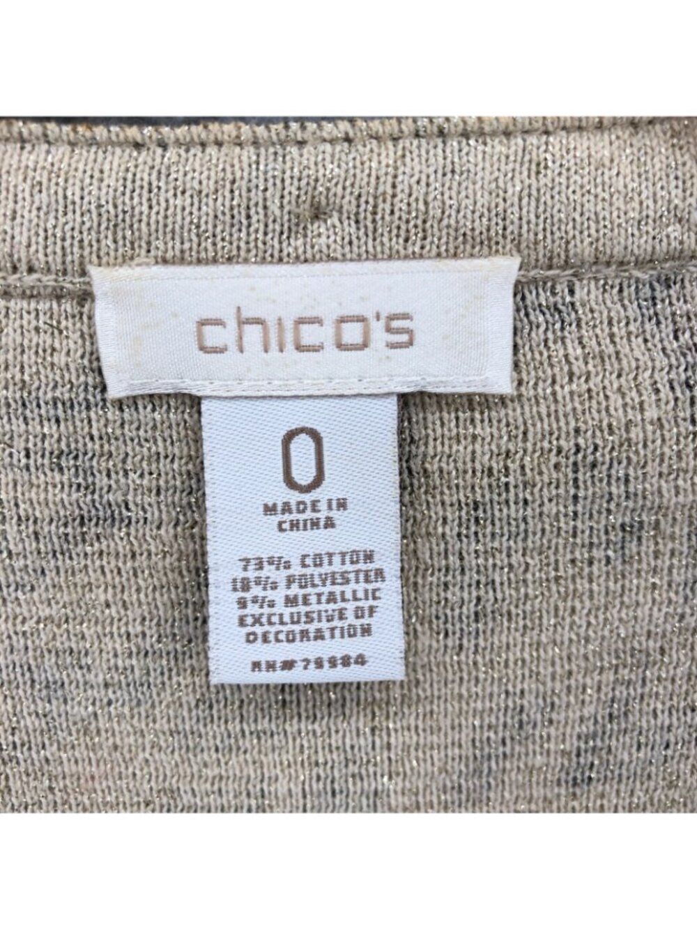 Chicos Sweater Womens 0 US Small Beige Leopard Shimmer Open Cardigan Everyday - Picture 5 of 9